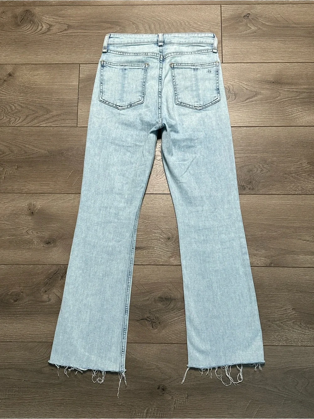Rag & Bone Nina High Rise Ankle Flare Stretch Frayed Blue Jeans Size 24